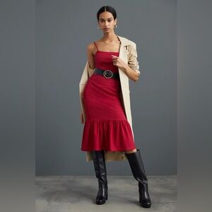 Anthropologie Square Neck Slim Midi Dress